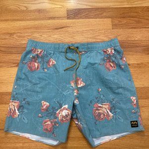 Billabong Mens X Wrangler Roses Hawaii Shorts 17" Boardshorts L